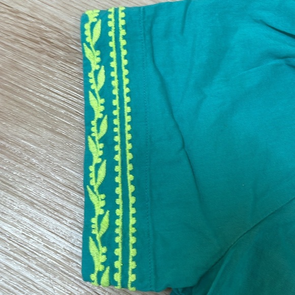Crewcuts embroidered Teal Aqua Neon Green Embroidered Blouse Girl’s Small 6/7 - Picture 7 of 10